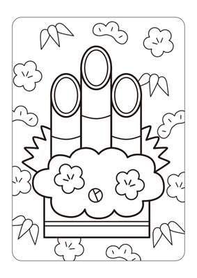 お正月ぬり絵_02 あそび・ゲームのプリント素材を無料ダウンロード