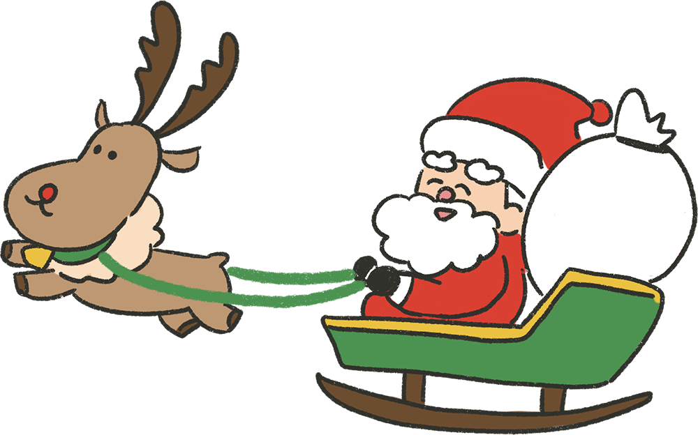 サンタクロースのソリのイラストSOZAIC.com
