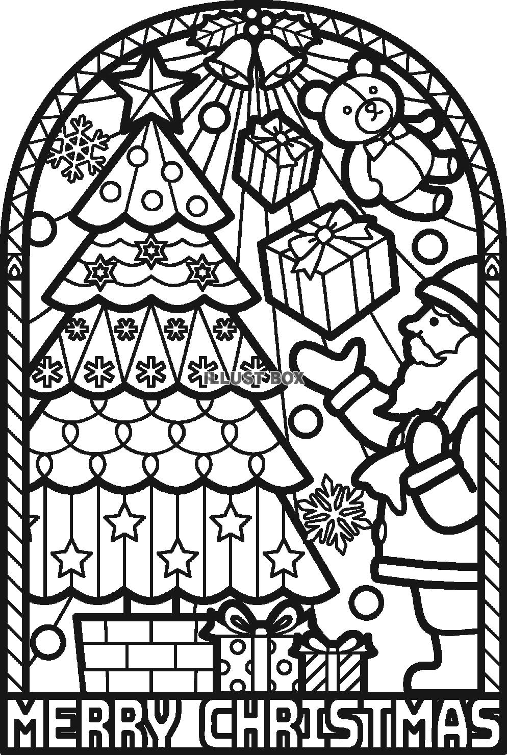 無料のクリスマスツリーとプレゼントなどのぬりえぬりえパーク