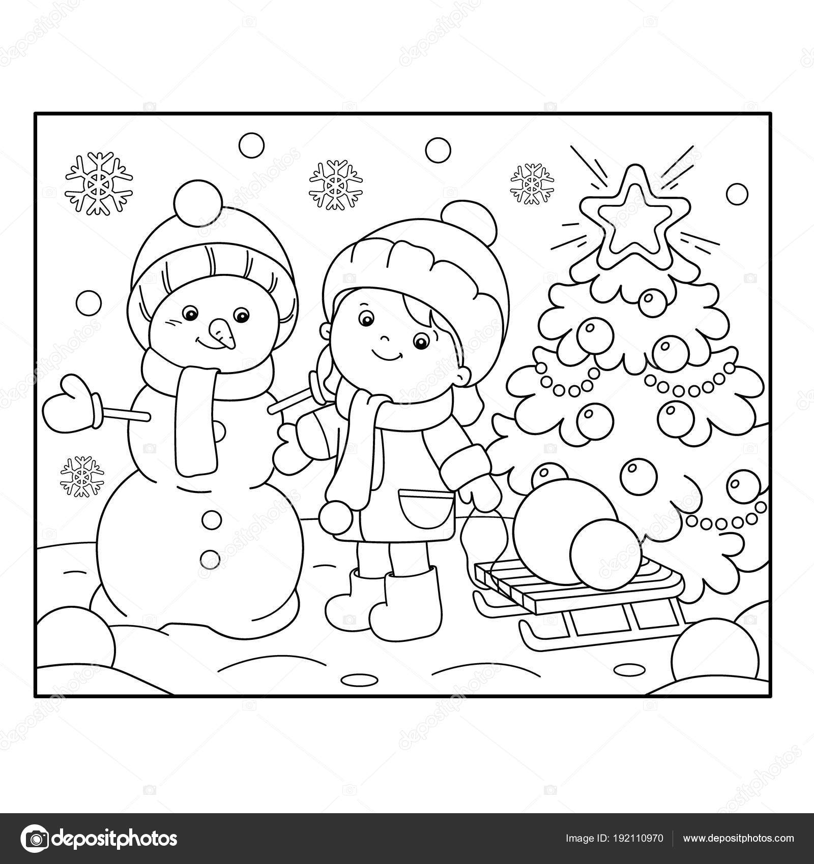 雪だるま２」の塗り絵 - ぬりえやさんドットコム