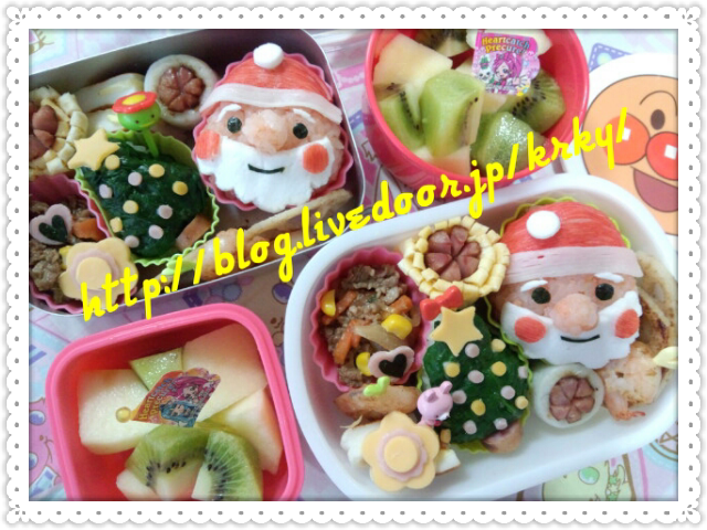 サンタさんとクリスマスツリーのお弁当☆ 幼稚園弁当№308: うちのご飯☆ 手作りおやつ キャラ弁も♪