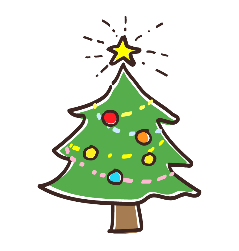 飾り付けができるクリスマスツリーのイラスト無料イラスト素材素材ラボ