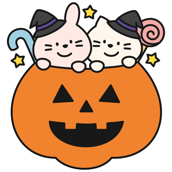 ハロウィンうさぎとパンダフリーイラストフリーイラストIroFuri・いろふり