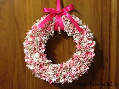 フラワーリース クリスマスリース 布リース ファブリックリース