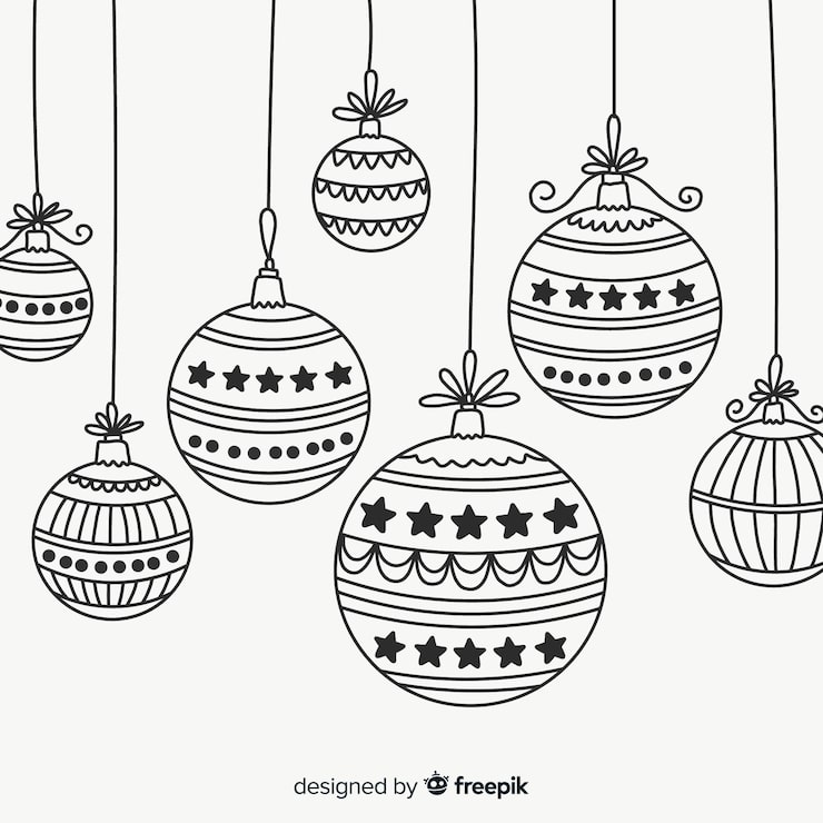 リース1 黒クリスマス飾り オーナメント のぬりえイラスト ぬりえプリント