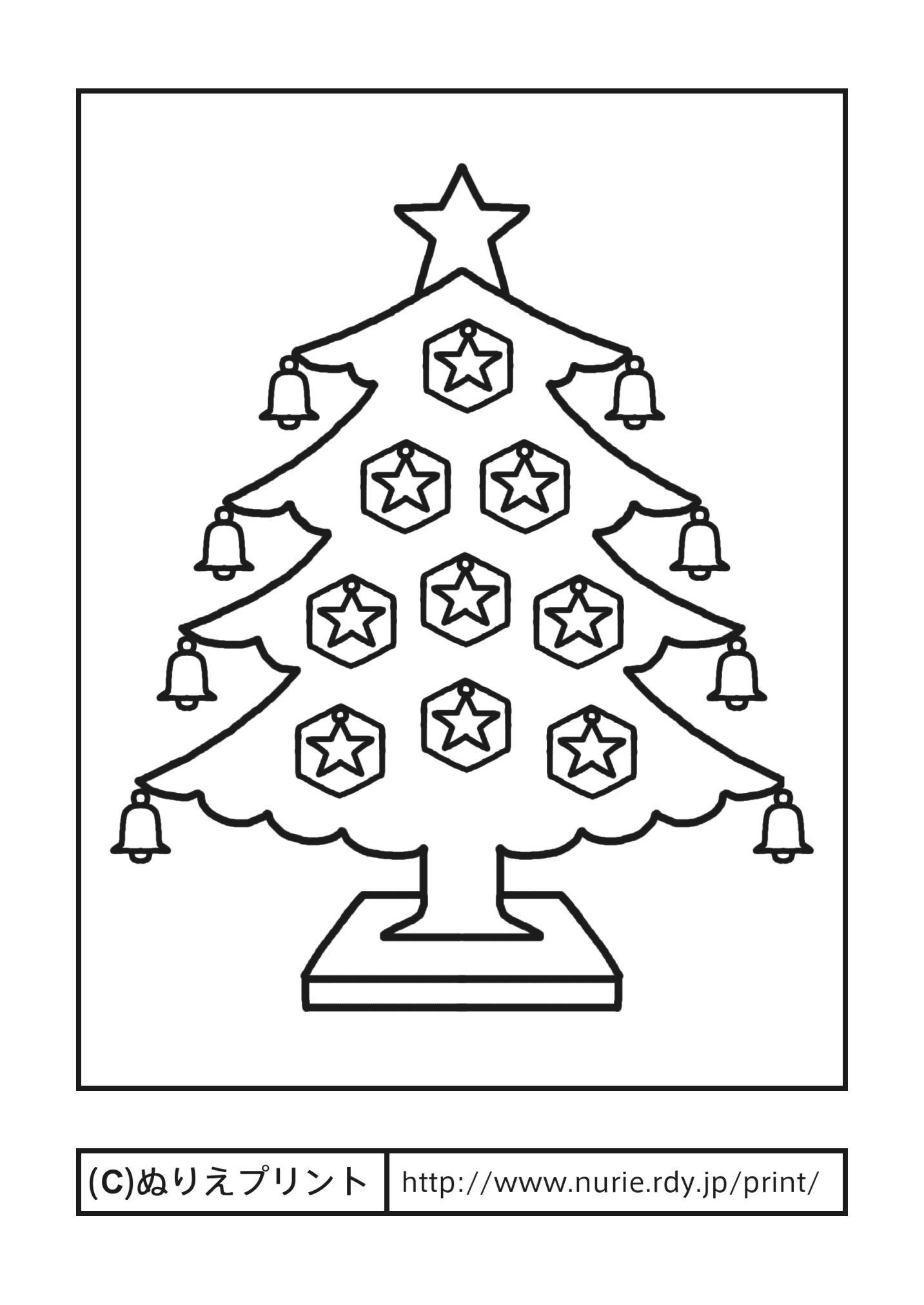 シンプルなクリスマスツリー - 複雑なぬりえページ クリスマス 印刷用