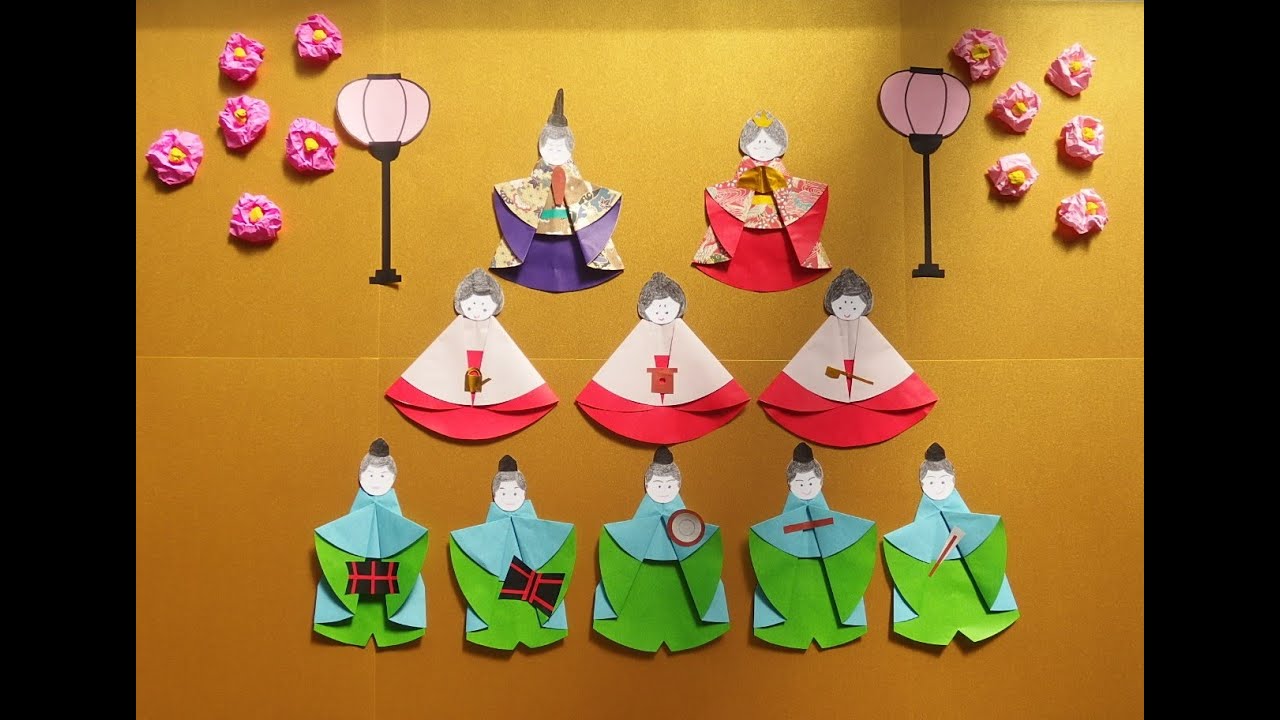 簡単✨切って貼るだけ 🎎雛人形の作り方🎎 縫わずにできる