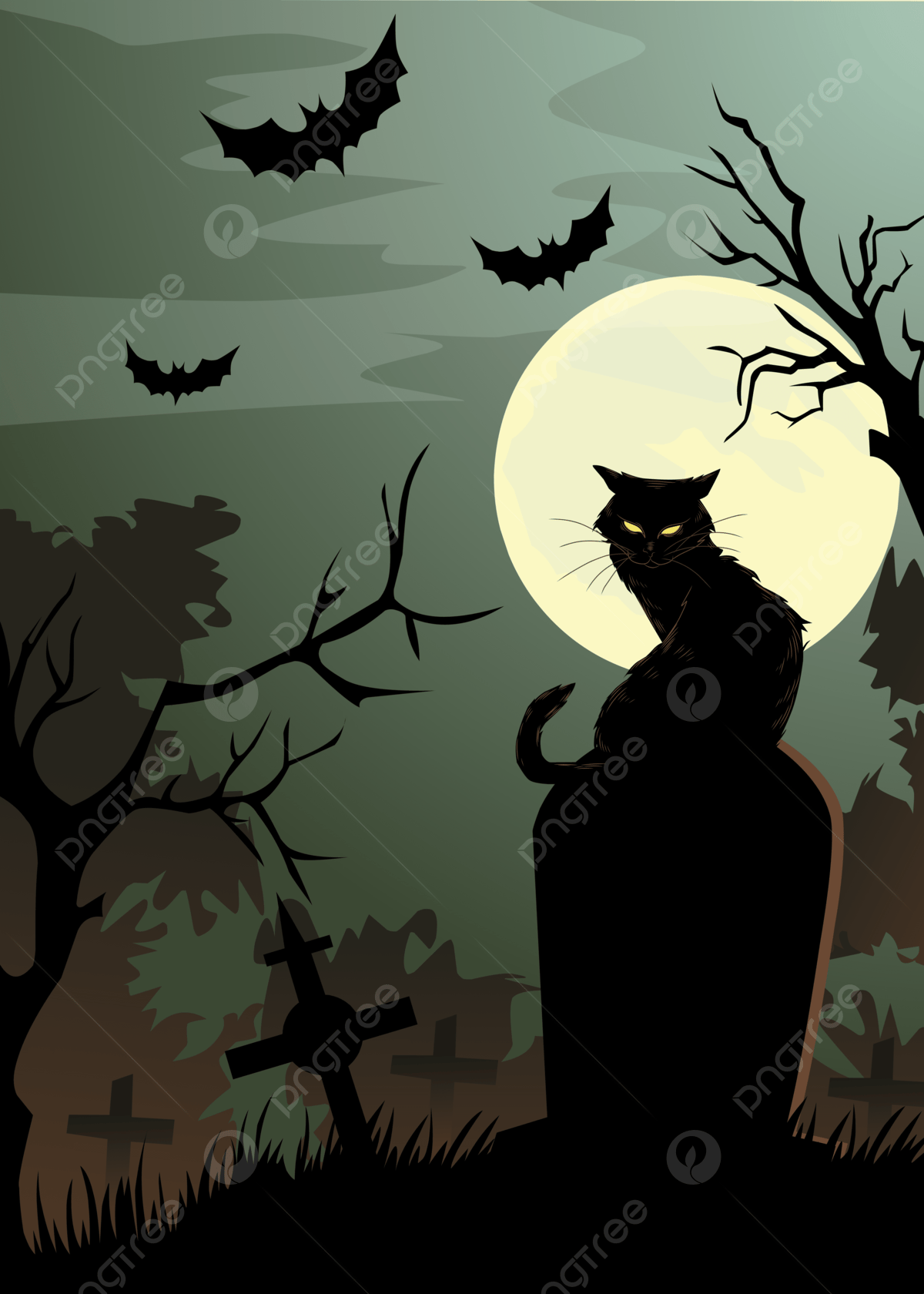 ハロウィンかぼちゃと黒猫イラスト