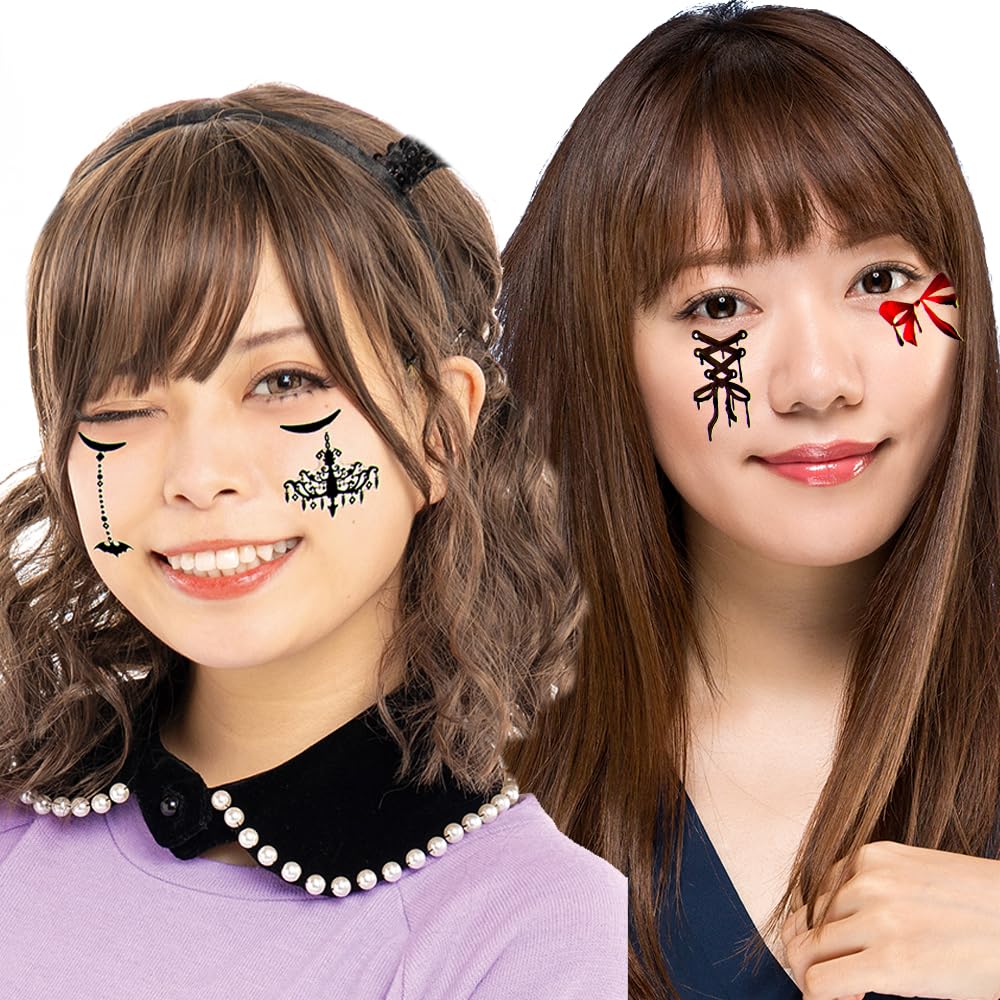 香港・マカオ・台湾から送料無料 10枚入り 子供用かわいいメイクアップ・ハロウィンフェイスシール 高級タトゥーシール 防水・長持ち - ショップTOUCH U tattoo タトゥーシール - Pinkoi