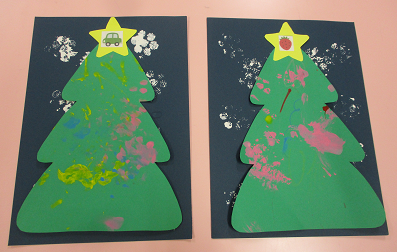 保育園 12月壁面製作 紙皿や折り紙サンタのクリスマスツリー保育士のお仕事静岡