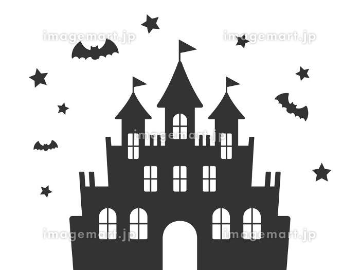 お化けのお城のシルエット素材 ハロウィン モノクロ197131103 毎月1点無料 フリー のストックフォト イメージマート
