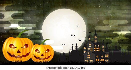 10月カレンダーロゴハロウィンカボチャ・コウモリ・十字架・もみじ ワンポイントイラスト無料イラスト素材TemplateBox