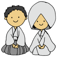 フリーイラスト和装で結婚式を挙げる新郎新婦パブリックドメインQ：著作権フリー画像素材集
