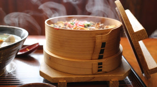 けやき臼と杵と2段せいろセット-料理道具の藤田道具