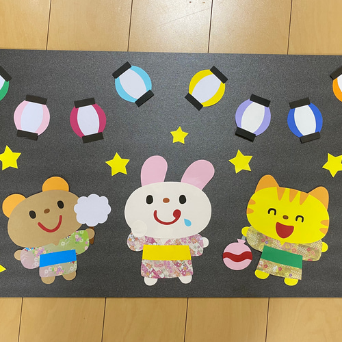 壁面飾り工房本店 壁面装飾・パネルシアター・ペープサート・型紙・知育・保育・介護商品の販売☆無料ダウンロード型紙「ちょうちん 提灯 」夏 祭り７月８月 幼稚園 保育園 老人ホーム 介護施設 デイサービス 壁面装飾 型紙 製作 イベント タイトル☆