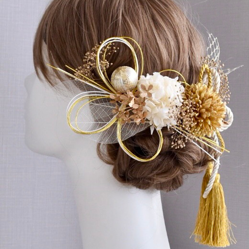 髪飾り7402658all 成人式 髪飾り 卒業式 振袖 袴 前撮り 結婚式 浴衣 金 ゴールド 銀 シルバー 水引 豪華 高級Accessory Shop 彩栞 -saika