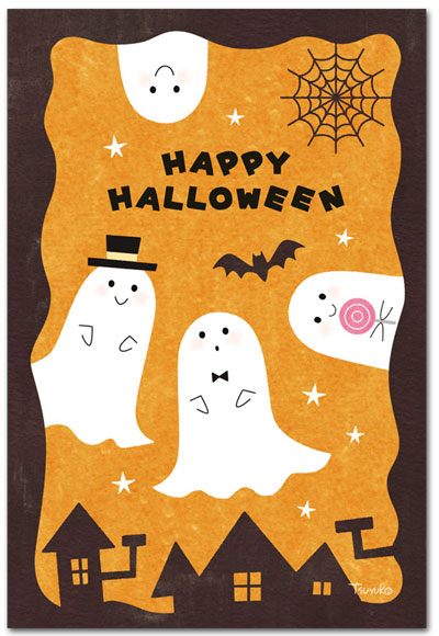 ハロウィンカード描いてみた👻👻👻手描きイラスト可愛くメッセージカードハロウィンハロウィンカードハロウィンイラストおばけ