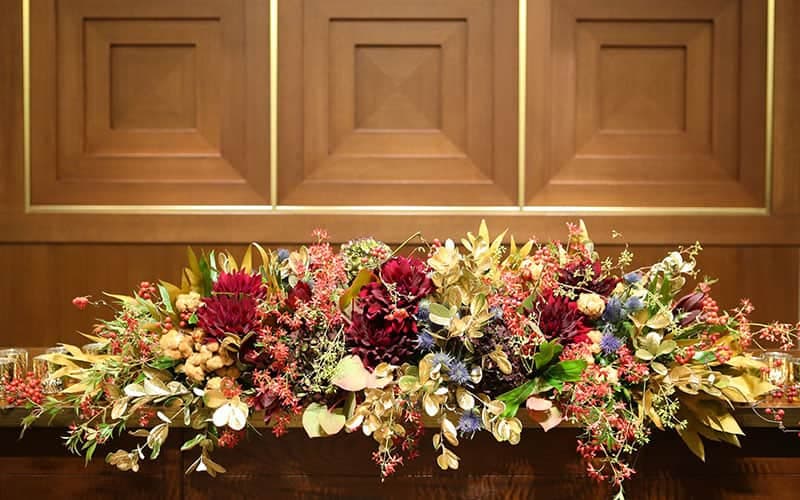 秋のメインテーブル装花 結婚式 会場装花トキハナ