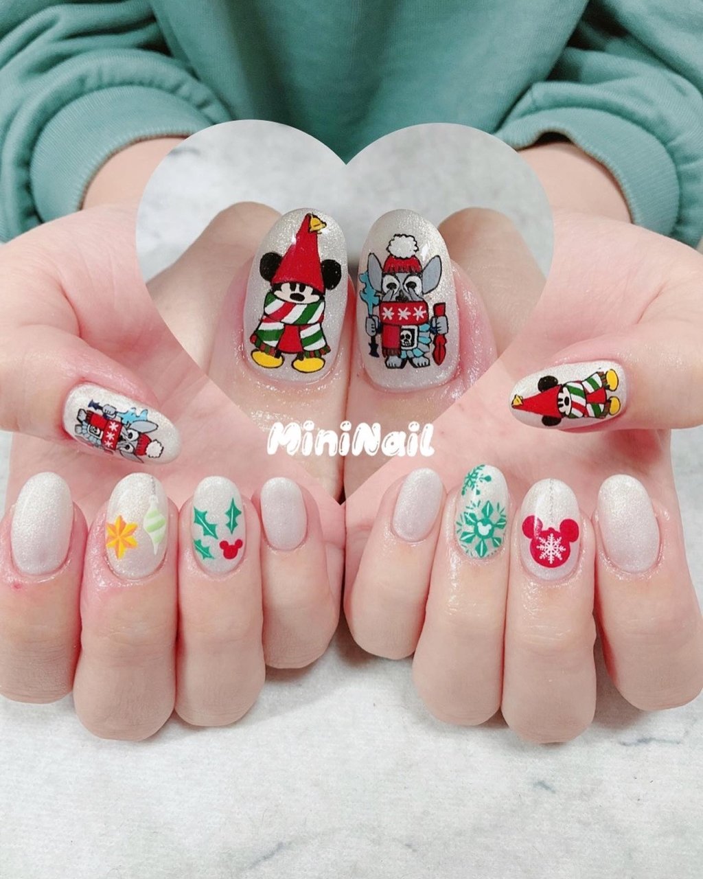 ディズニーネイルのネイルデザイン クレイジェルネイル工房の口コミ - ディズニークリスマスネイル🏰💗 by aiainail_@セルフネイル 脂性肌LIPS