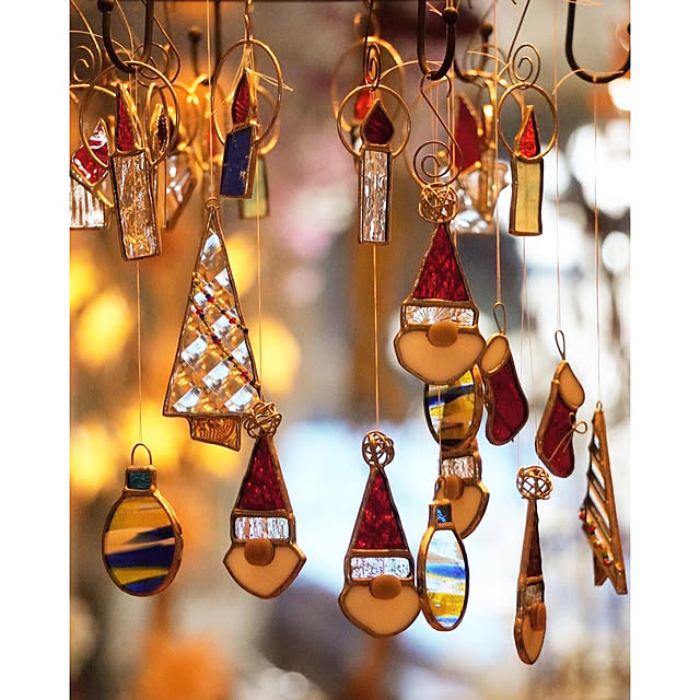 ステンドグラスオーナメント サンキャッチャー オーナメント クリスマス お正月