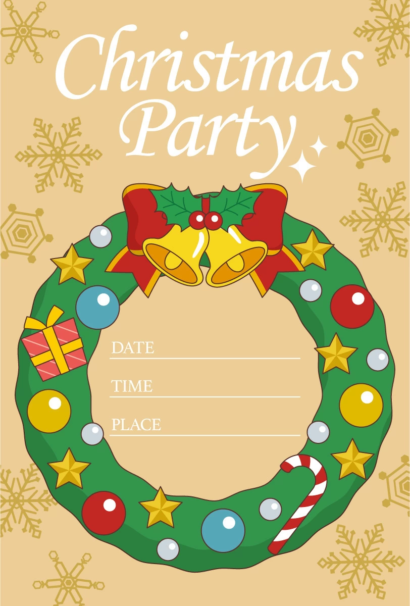 12月イラストフレーム「クリスマスパーティ」37616素材Good