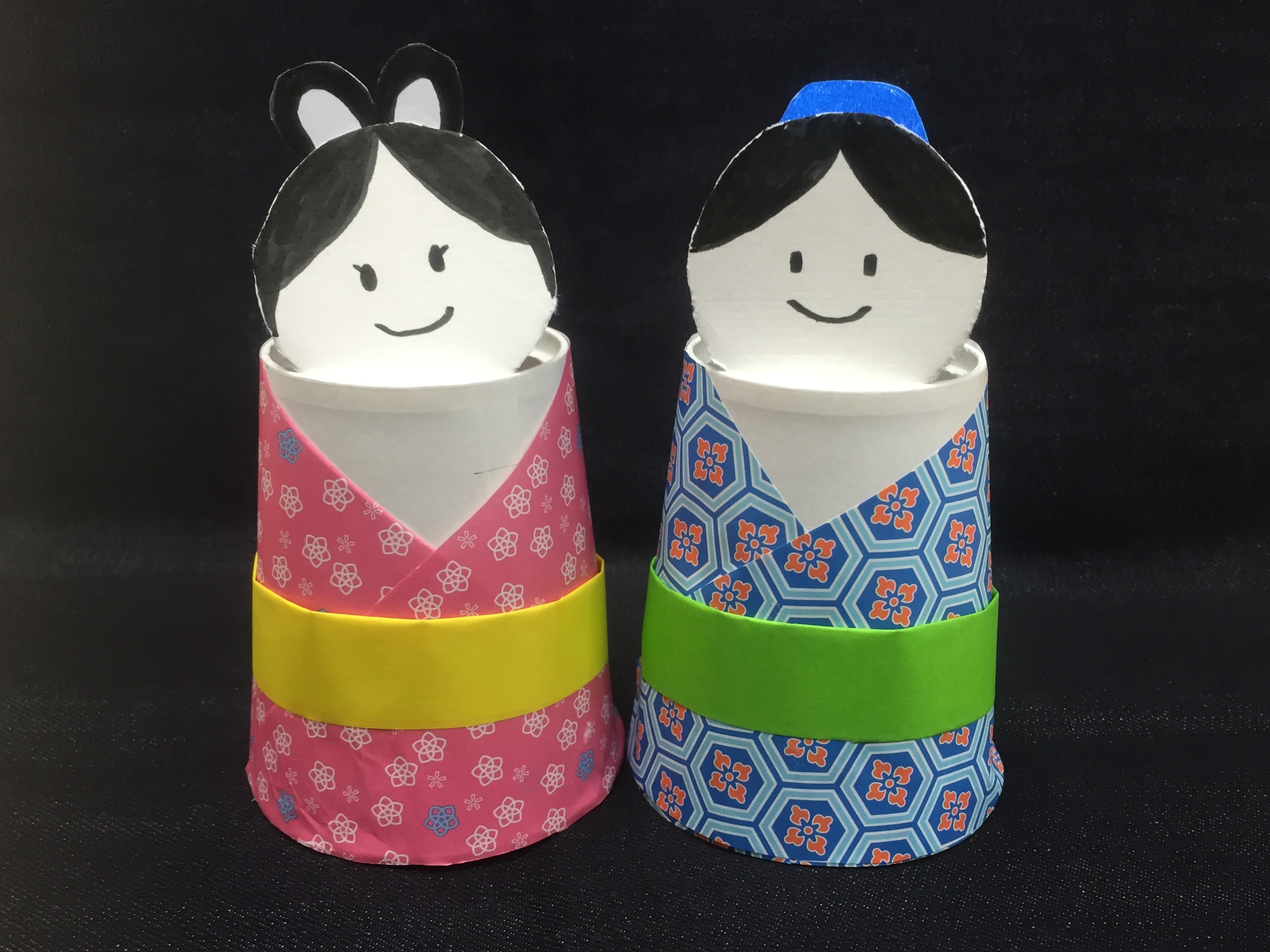 七夕飾り 製作 保育 織姫、彦星 髪型画用紙TikTok