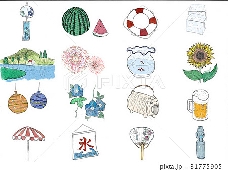 暑中見舞いイラスト集 カラー のイラスト素材31775905- PIXTA