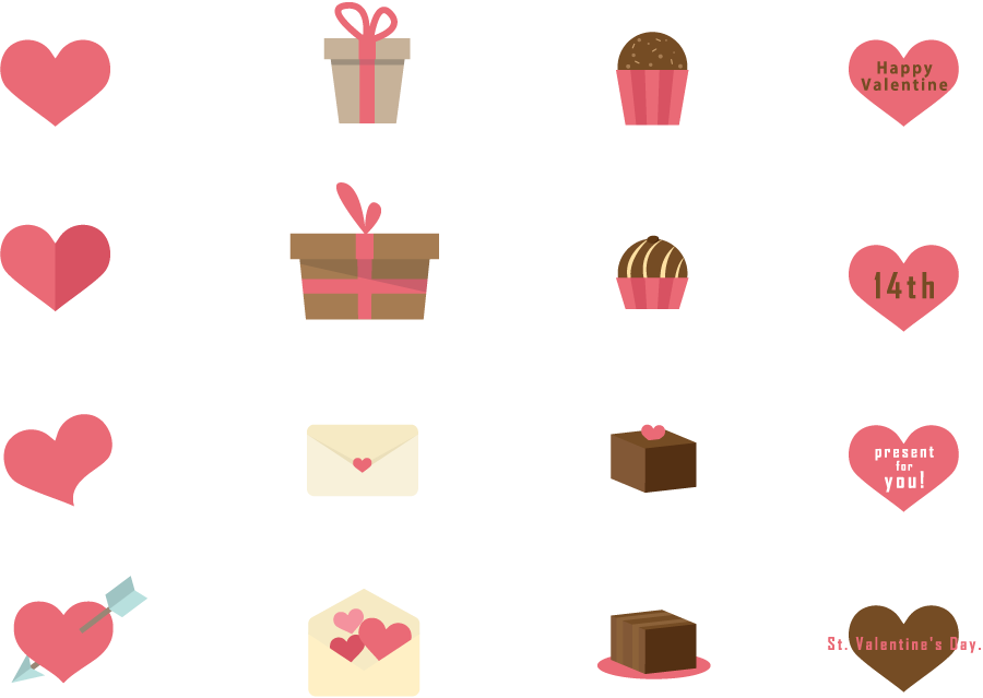 バレンタインの文字とハートのイラスト」 - 無料イラスト イラストareira