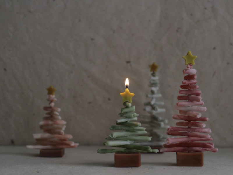 1回完結レッスン クリスマスツリーキャンドルの作り方 カラフルverキャンドル