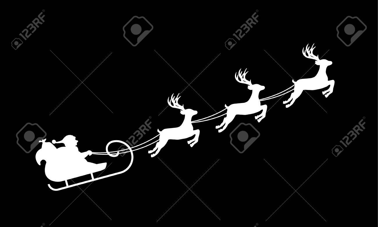 そりにのったサンタクロースのイラストSOZAIC.com