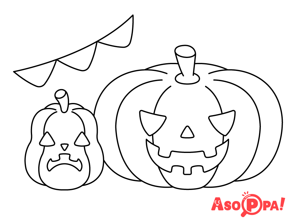 ぬりえ ハロウィンのおばけたちほいくえ