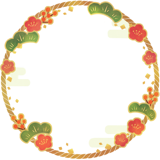 お正月のかわいいアイコンセット：イラスト無料