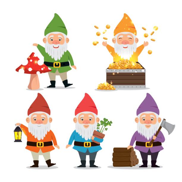 漫画, クリスマス, gnome, ベクトル, イラスト, の, かわいい, 小人, 上に, a, 白, 背景Premiumベクトル素材