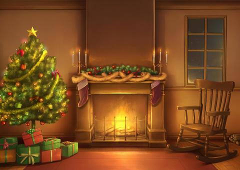 クリスマスイブの暗いお部屋 サンタとトナカイがこっそり：イラスト無料