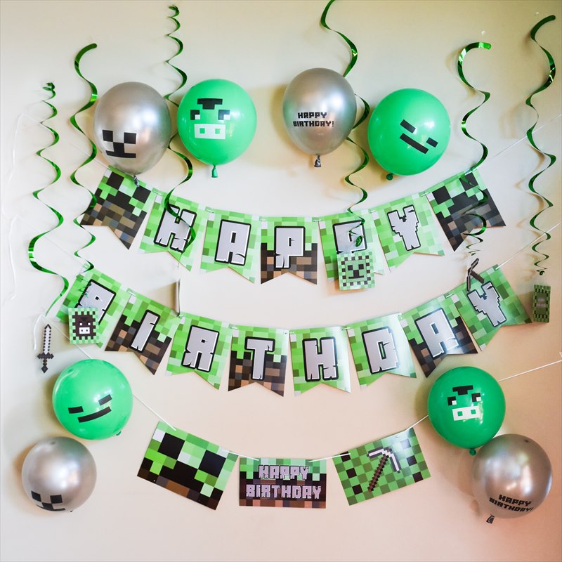 楽天市場 マインクラフト 誕生日 マイクラバルーン ふうせん HAPPY BIRTHDAY マイクラ 誕生日 風船 装飾 男の子 女の子 飾り付けバースデーグッズ お祝い 子供 誕生日お祝い 巨大風船 キッズバースデープレゼント クリスマス バルーン パーティー かわいい 飾りつけ 50