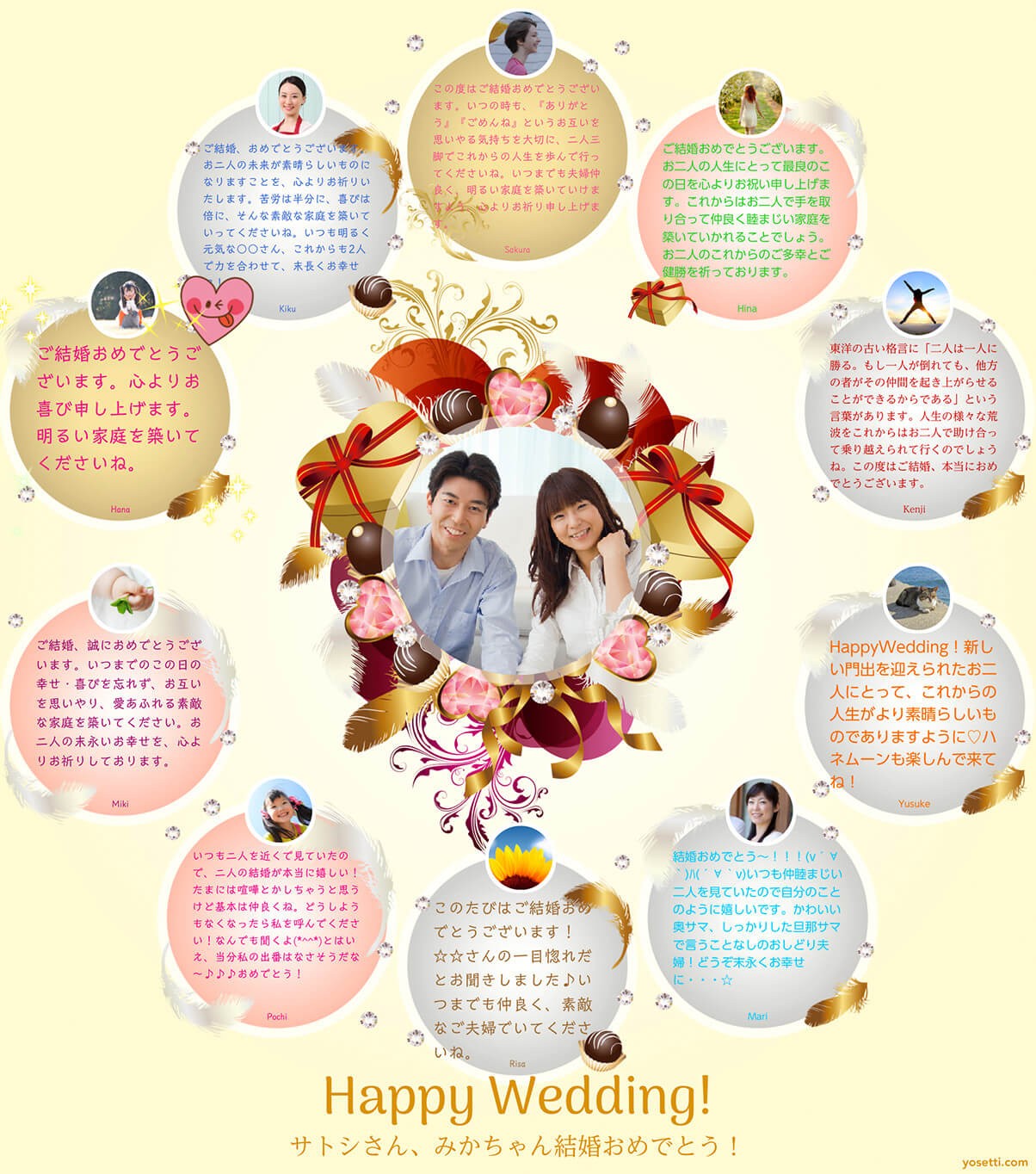 結婚祝で使えるオンライン寄書きyosettiって知ってる？ウェディングマートアツメル結婚式レシピ 買える結婚式アイテム WeddingMart ウェディングマート