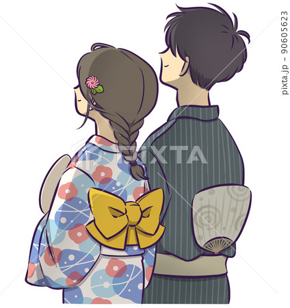 浴衣のカップル 夏祭り イラスト素材2617711- フォトライブラリ