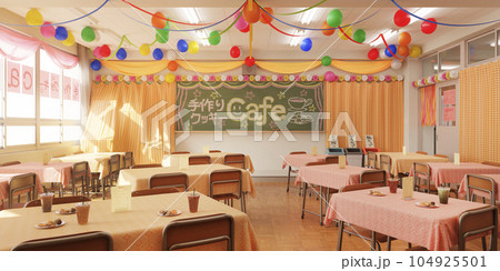 賑やかに飾り付けられた文化祭当日の廊下 スクールイベント・青春とノスタルジーのイメージのイラスト素材117772734- PIXTA