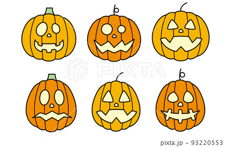 色々な顔のジャックオランタンのイラスト素材。のイラスト素材93220553- PIXTA