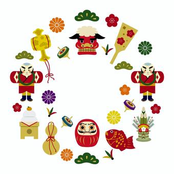お正月モチーフイラストコレクション無料素材ならフリービーAC