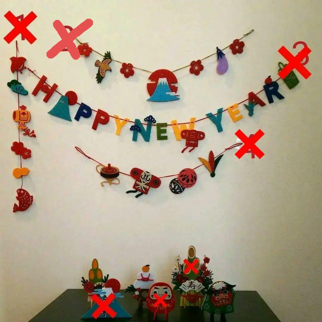 フェルトのかわいいつるし飾り no.3915 * 壁飾り リース ガーランド お正月 ひな祭り 季節 北欧