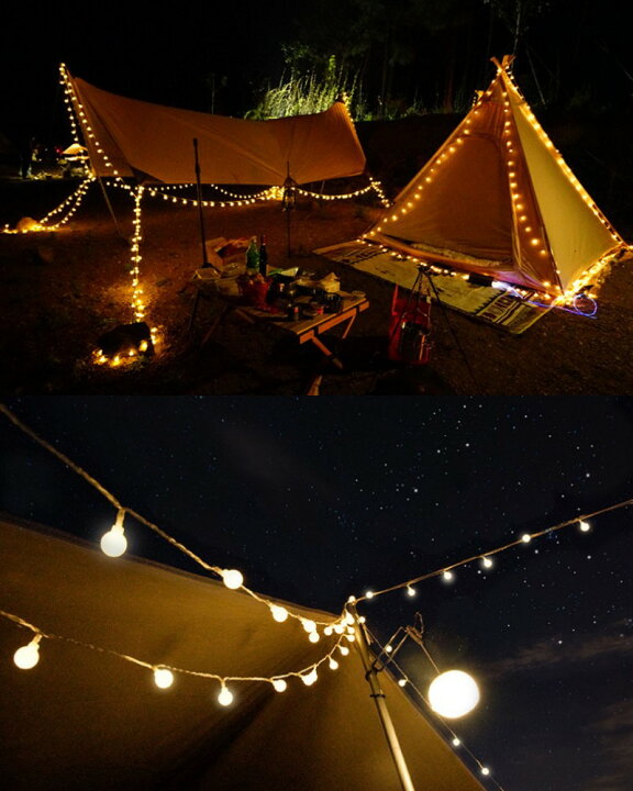サイトを華やかにしつつ目印にもなるから一石二鳥！ストリングライトでキャンプサイトをデコレーションしよう♪CAMPLOG GEAR