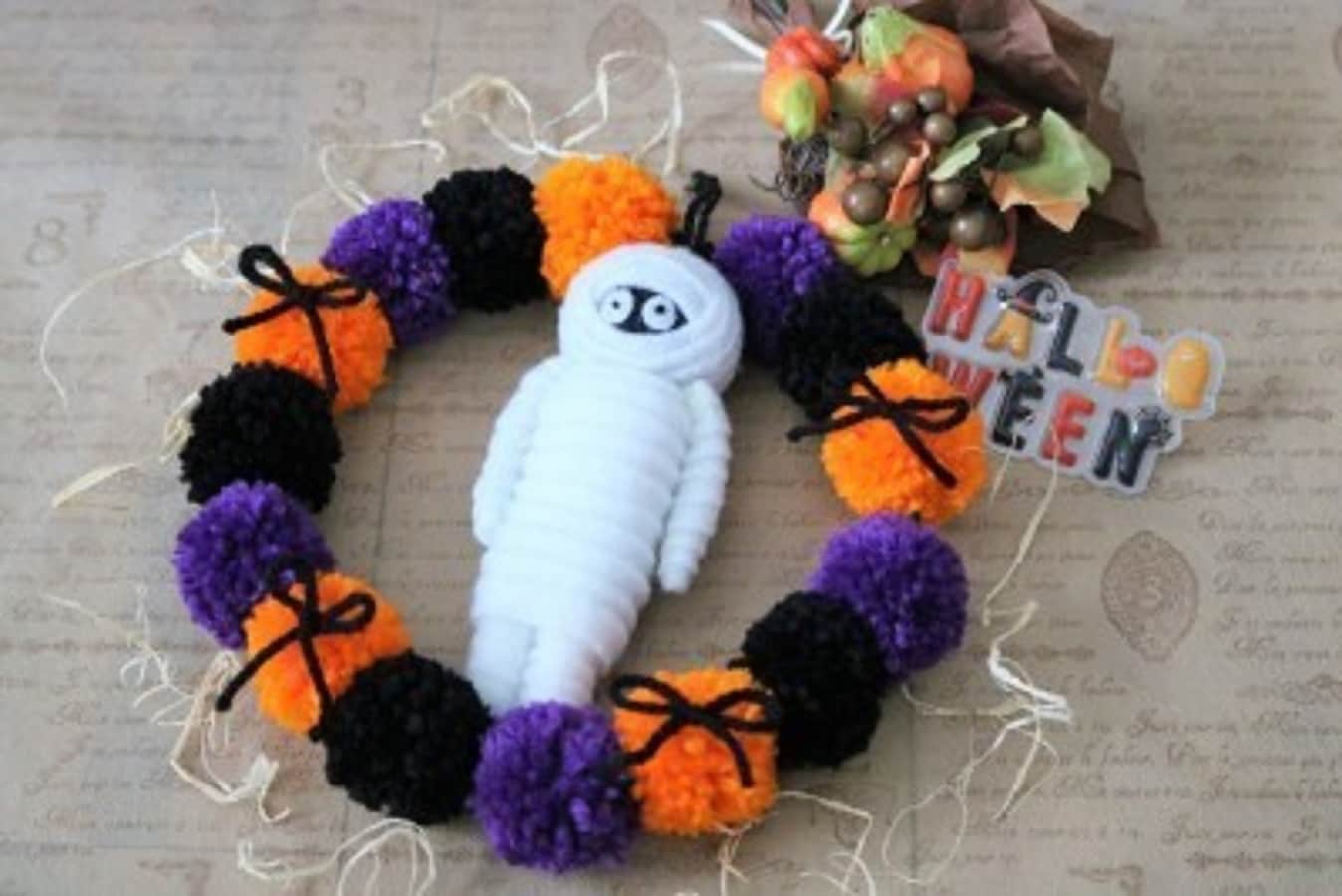 ハロウィンリースおばけハンドメイド