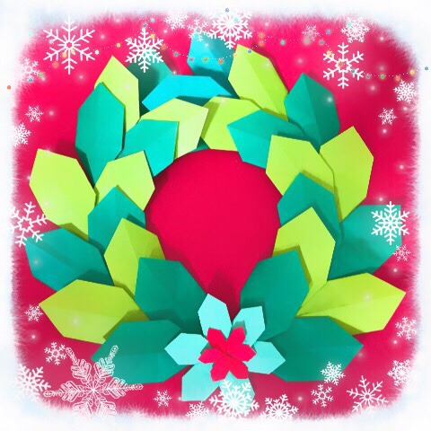 折り紙☆リースの折り方☆折り紙8枚で簡単おしゃれなクリスマスリースおりがみレシピのpaper tocotoco