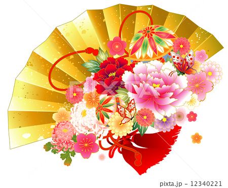 お正月_寅と冬の花ツバキリース：イラスト無料