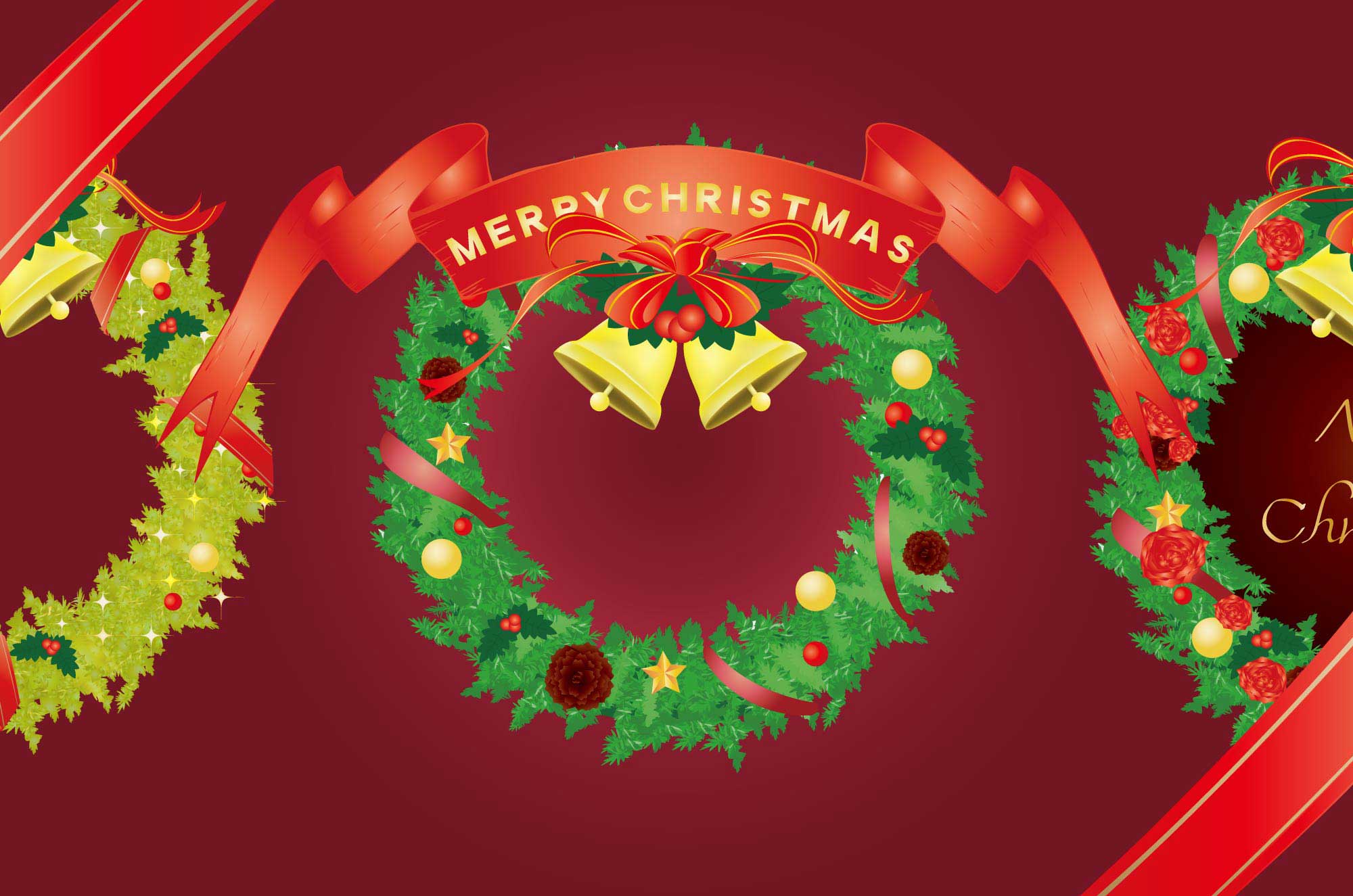 クリスマスカード・にぎやかクリスマス」ダウンロードかわいい無料イラスト 印刷素材.net