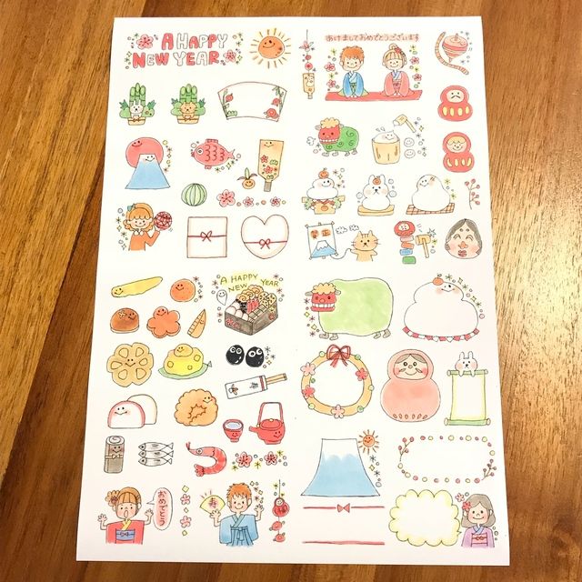 お正月の縁起物 手描き 線画 1色 イラスト素材6514129- フォトライブラリ