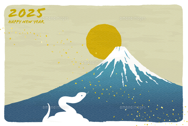 かわいい花柄背景の富士山の年賀状イラスト年賀状の無料テンプレートやイラスト