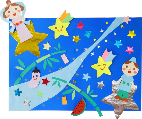 ７月製作 壁掛け七夕飾り 幼児向け- ほいくのおまもり