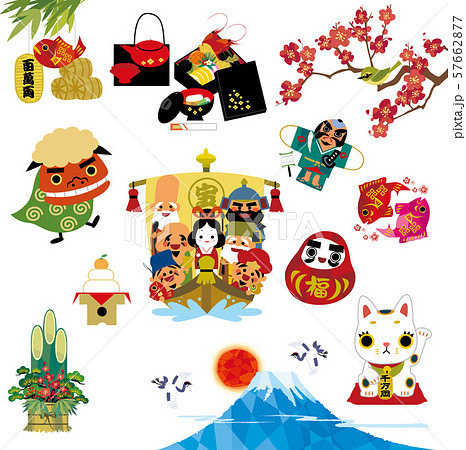 和風縦の正月飾り縦背景イラスト無料フリー84182素材Good